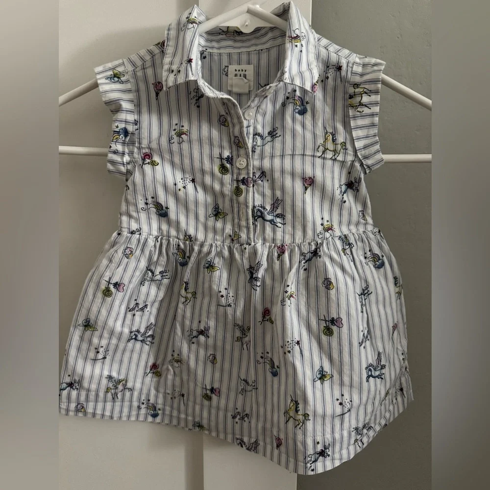 GAP Baby Unicorn Stripe Cotton Dress 12-18 Months